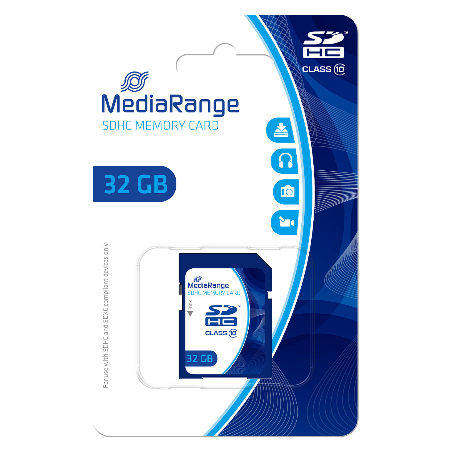 Kartë Memorie MEDIARANGE MR964 / 32GB / SDHC / Class 10 / 45 MB/s - Blu - 3