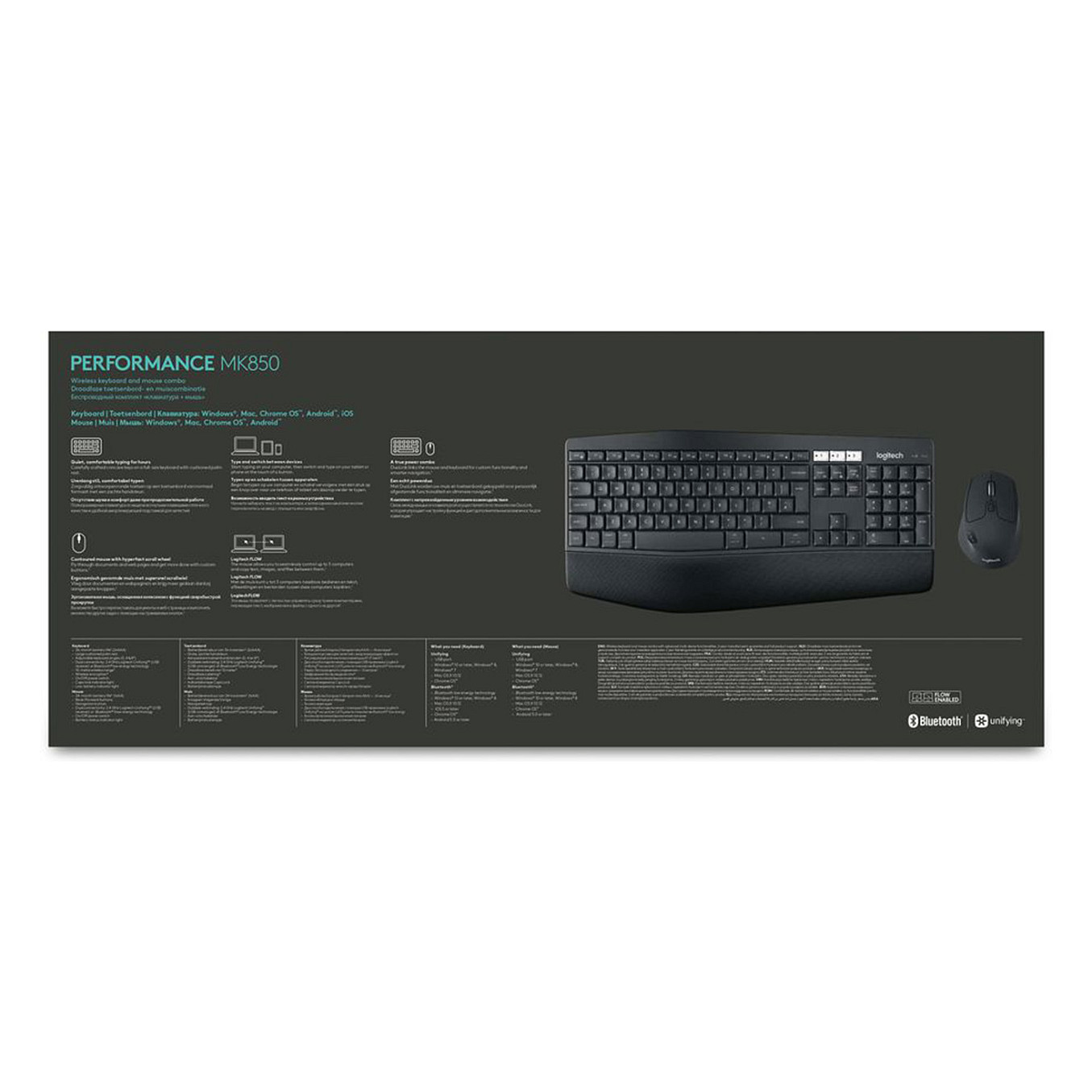 Combo (TastierĂ«&Maus) Logitech MK850 Performance Wireless Combo / Bluetooth + USB Unifying / 101 Taste / 8 Butona / Advanced Optical Tracking â ZezĂ« - 23