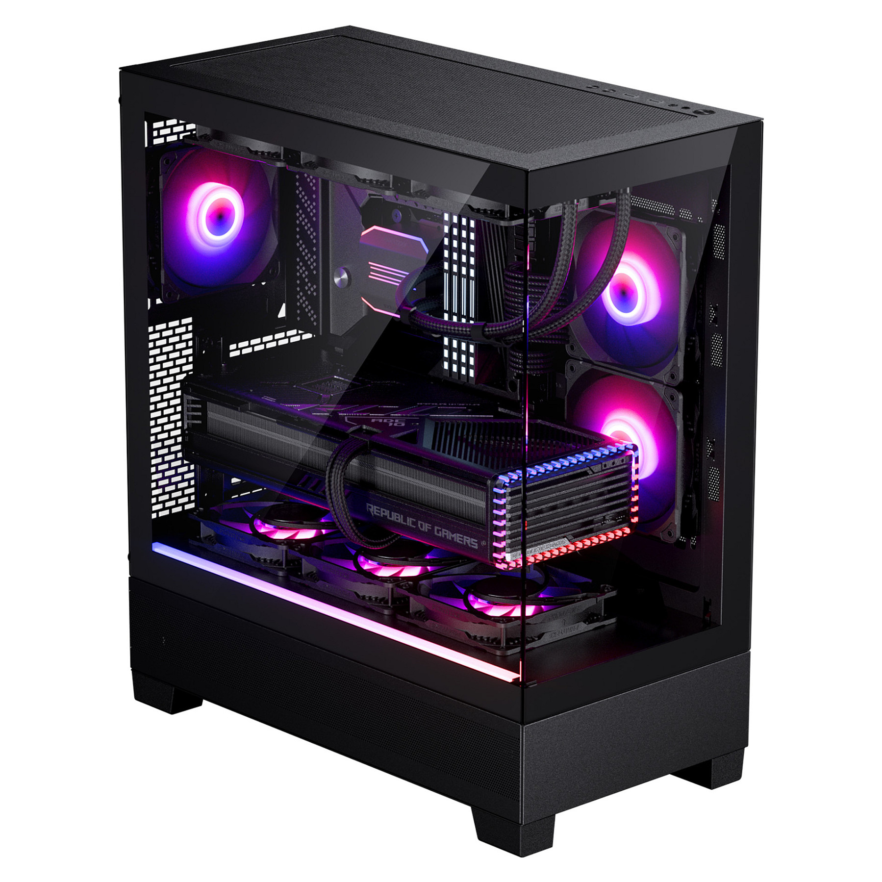 Kasë Phanteks XT View / Midi Tower / E-ATX / 3x 120mm D-RGB Fan / Tempered Glass x2 - Zezë - 11