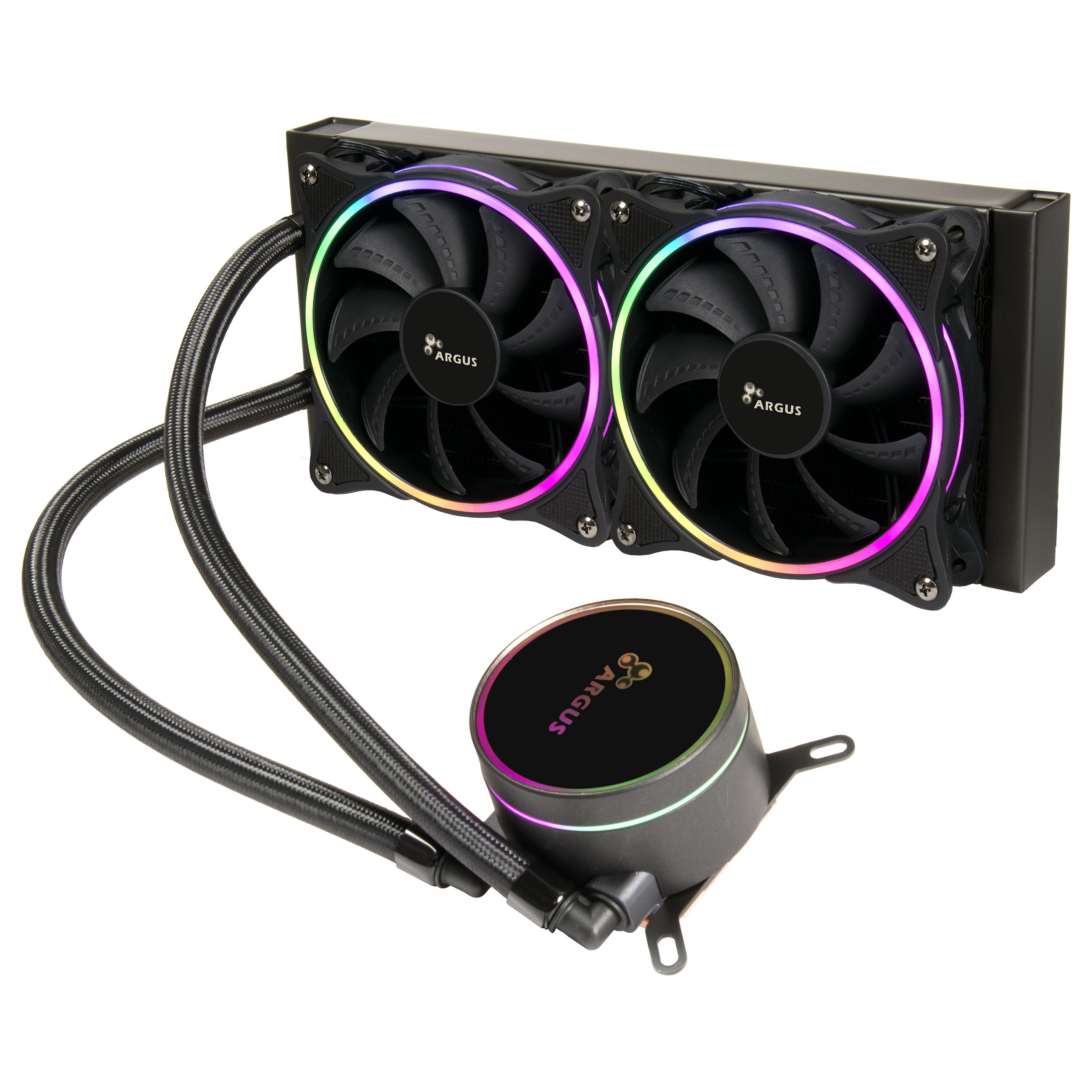 Ftohës për Procesor Inter-Tech Argus Iceman LC-240 RGB / AIO / 240mm / 2×120mm PWM Fan / ARGB / 250W TDP / AMD & Intel – Zezë