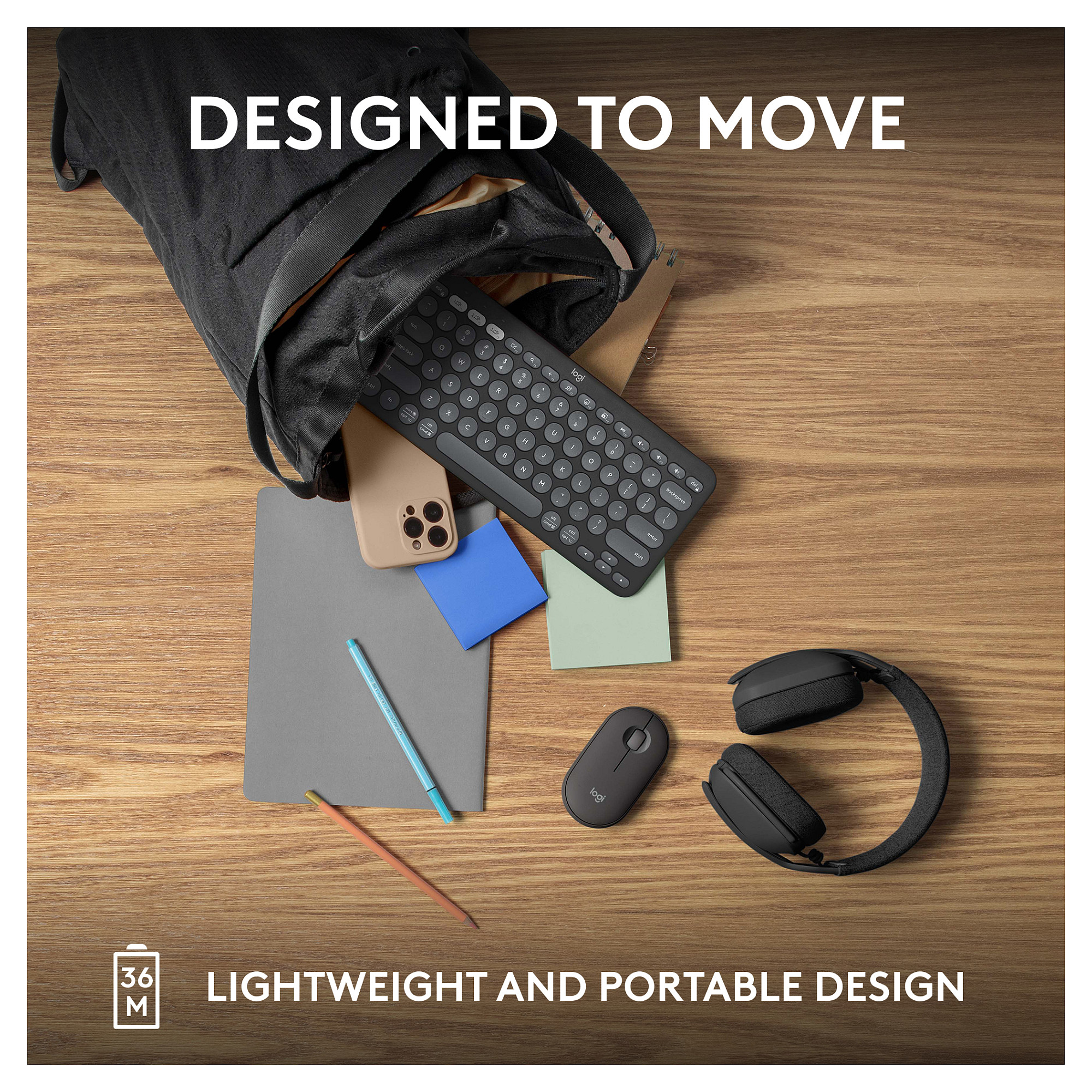 Tastierë Pa kabllo Logitech Pebble Keys 2 K380s / Kompakte / Scissor Switch / Bluetooth / 3 Pajisje / Easy-Switch / QWERTY US - Grafit - 13
