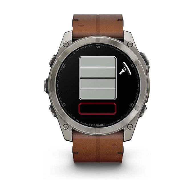 Orë e Mençur Garmin fēnix 8, 51mm, AMOLED, Sapphire, GPS, Titan, Rrip Lëkure - Hiri/Kafe - 9