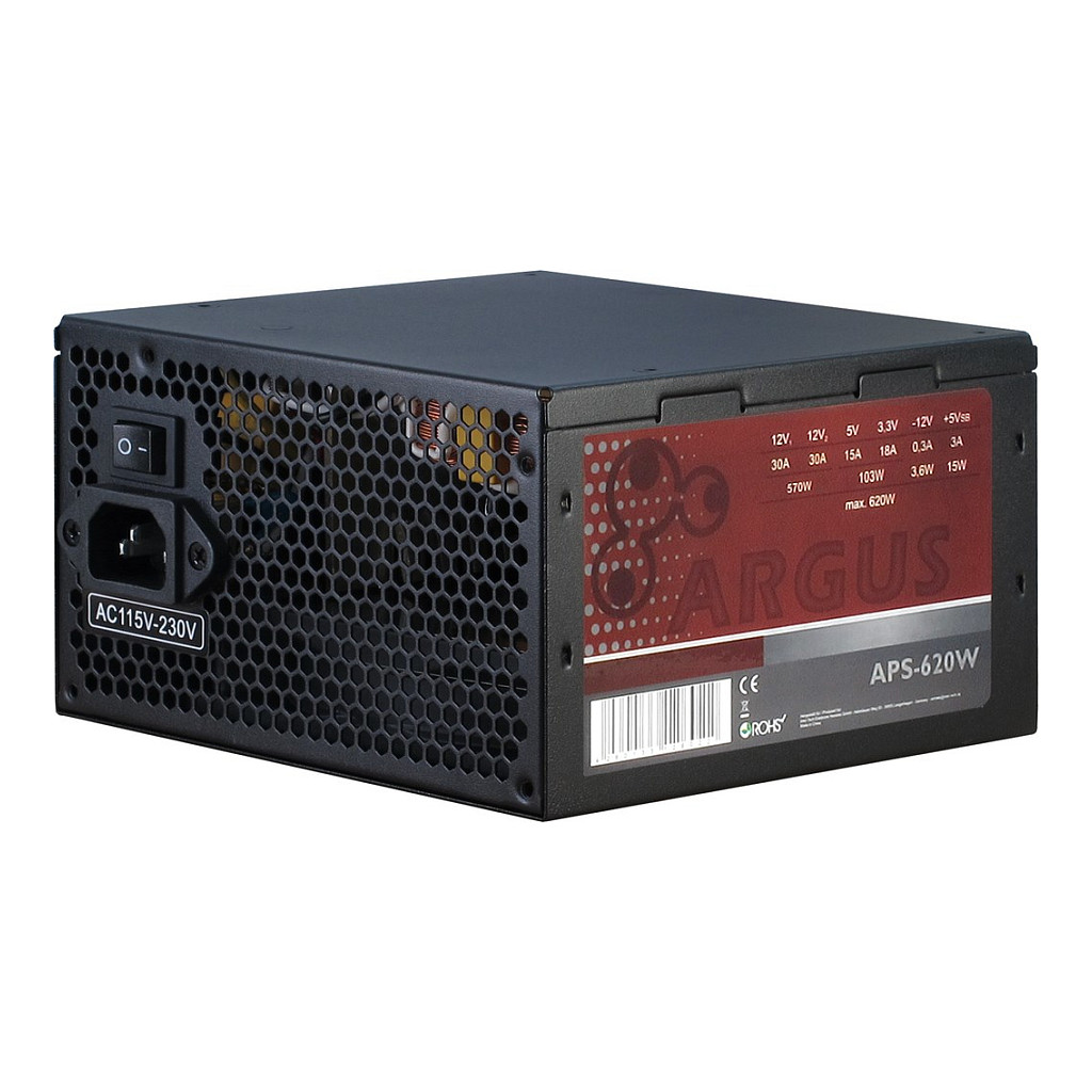 Furnizues Energjie Inter-Tech Argus APS-620W / 620W / ATX 2.31 / 80 PLUS / 120mm / Kabllo Fikse - Zezë - 2