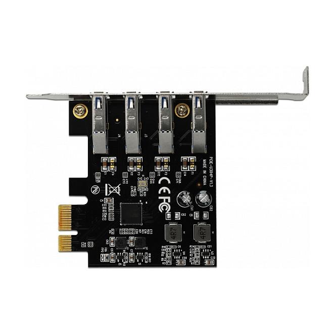 Kartë Zgjerimi PCI Express Delock 90304 / PCIe 2.0 x1 / 4x USB Type-A 5Gbps / Fresco Logic FL1100 / Low Profile - 2
