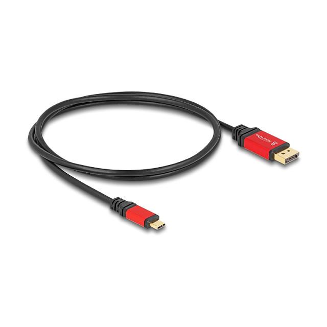Kabllo DisplayPort DeLOCK 80092, USB-C Mashkull në DisplayPort Mashkull, DisplayPort 1.4, 1m, 8K 30Hz, 4K 144Hz, HDR10 - Zezë, Kuqe - 2