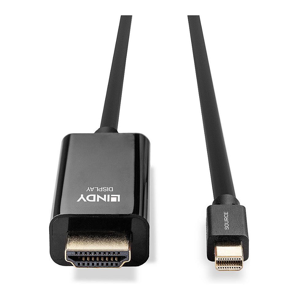 Kabllo Mini DisplayPort LINDY 36928 / Mini DisplayPort në HDMI 1.4 / 3m / 4K 30Hz - Zezë - 4