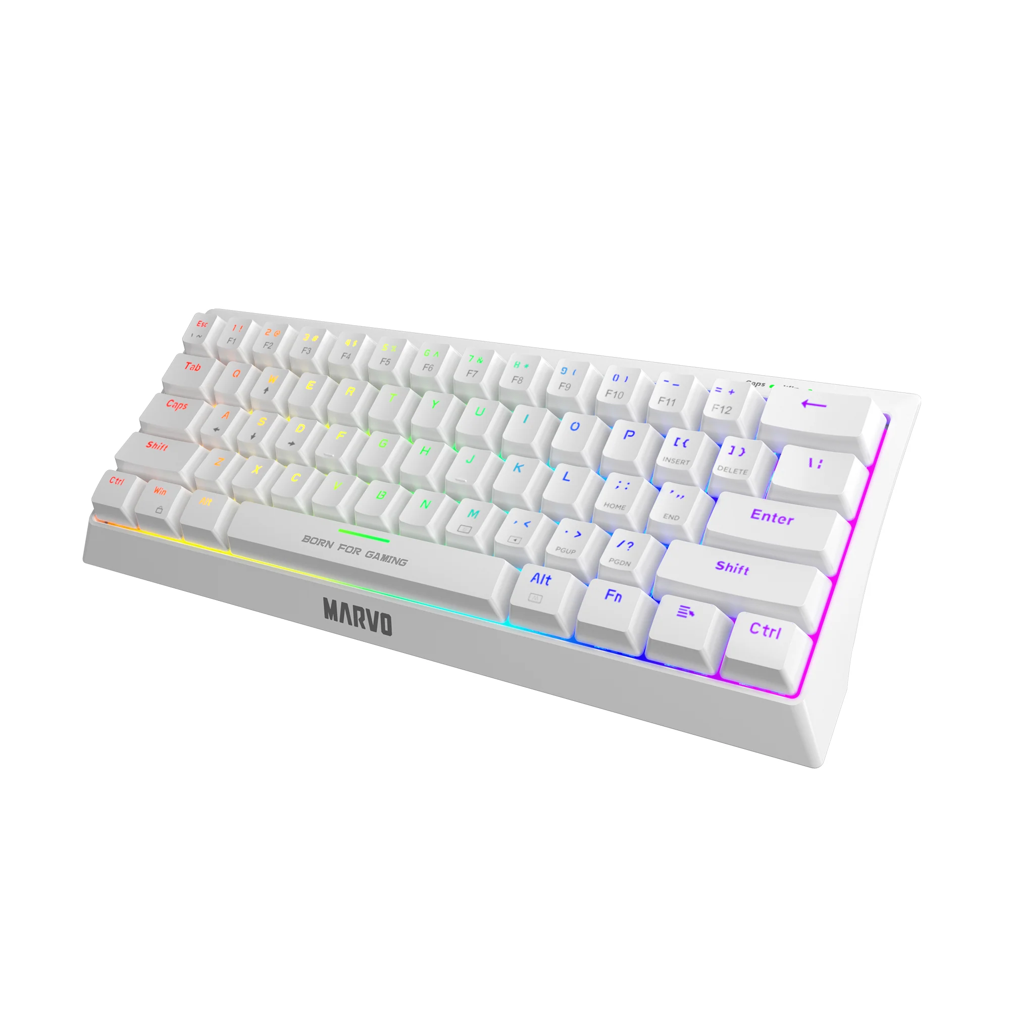 Tastierë Gaming MARVO KG962G WH / Mechanical / 61 Keys / USB-C - Bardhë - 2