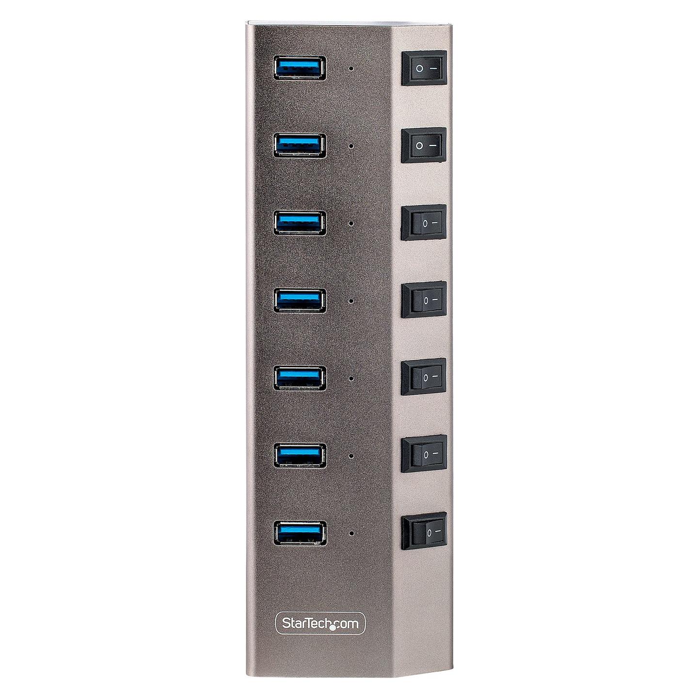 Hub USB StarTech.com 5G7AIBS-USB-HUB-EU, 7× USB-A, USB 3.2 Gen 1, 5 Gbps, Ndërprerës Individualë, Adapter 65 W – Gri - 5