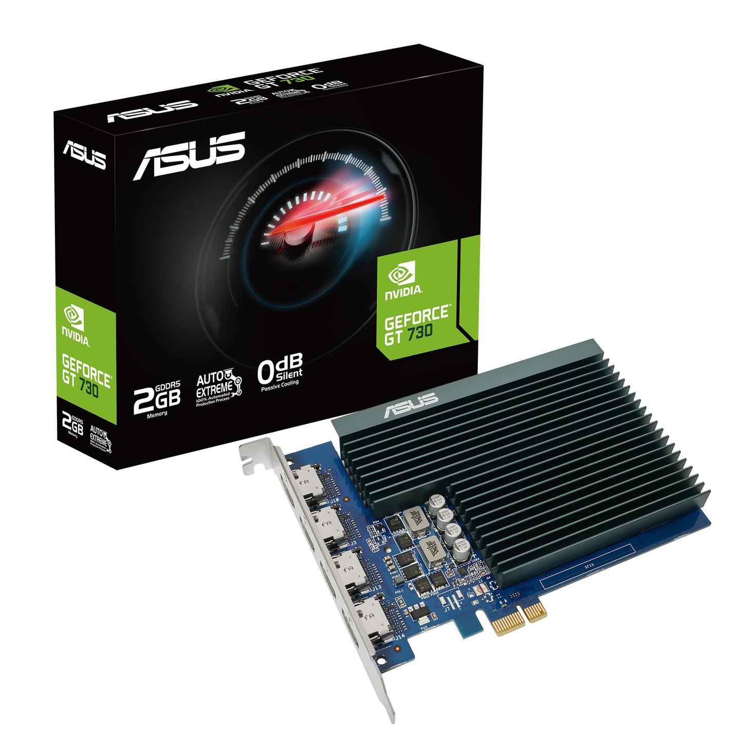 Kartelë Grafike ASUS GT730-4H-SL-2GD5 / GeForce GT 730 / 2GB GDDR5 / 64-bit / 384 CUDA / 4x HDMI / PCIe 2.0 / Passive - 3
