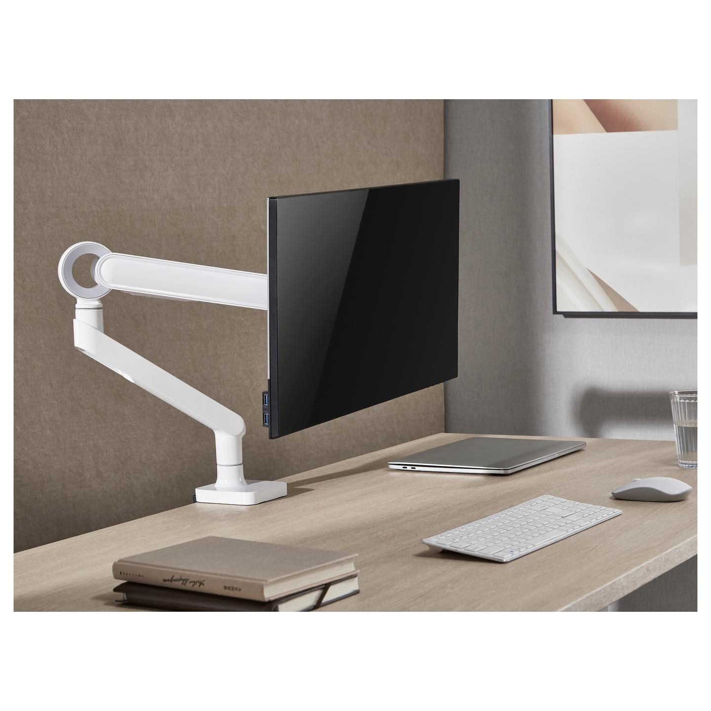Mbajtëse për Monitor Equip 650185 / 1 Monitor / 17"-35" / 10.5kg / Gas Spring / Clamp-Grommet / Tilt ±40° / Swivel ±90° - Bardhë - 8