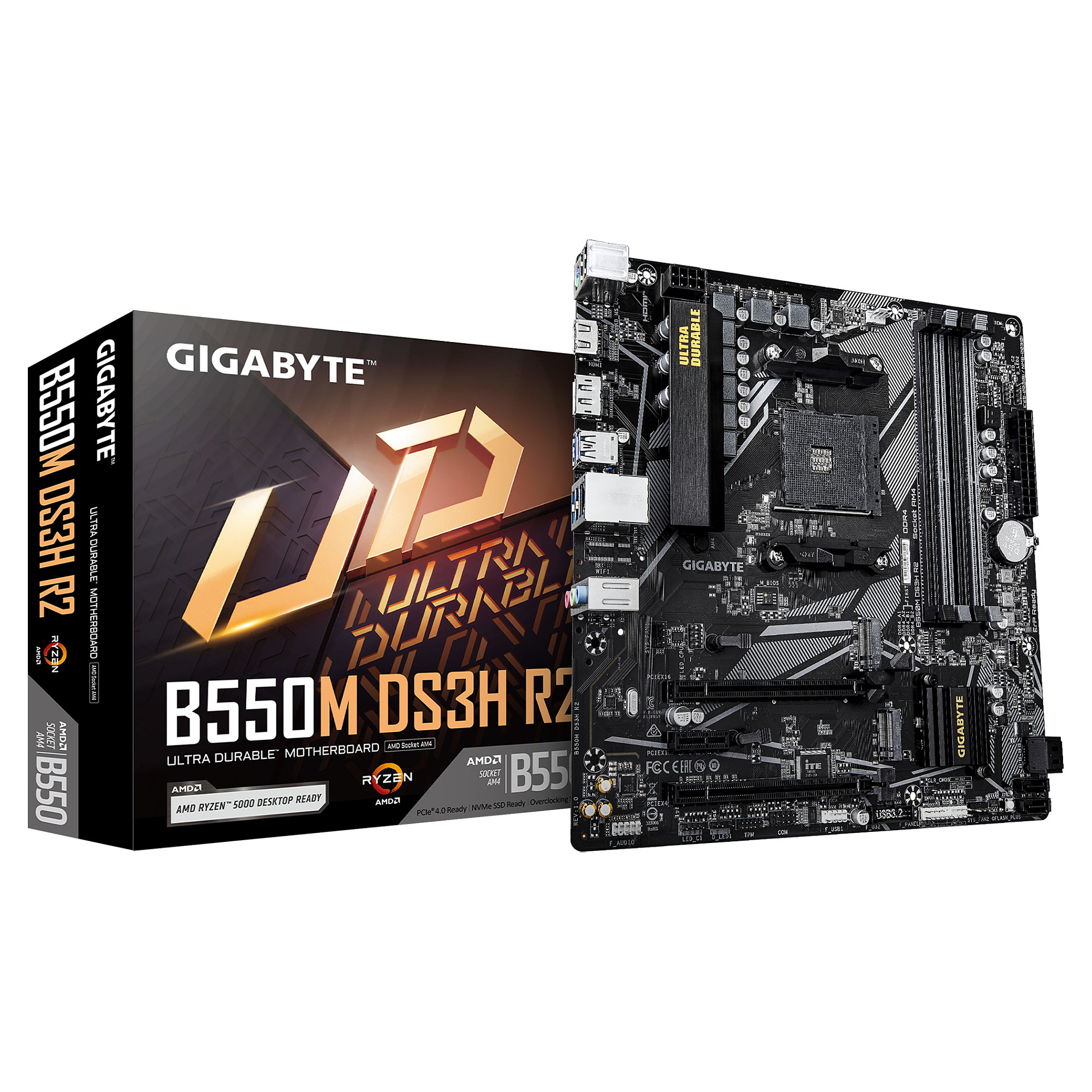 Pllakë Amë GIGABYTE B550M DS3H R2 / AMD AM4 / B550 / DDR4 / Micro ATX / 1GbE LAN