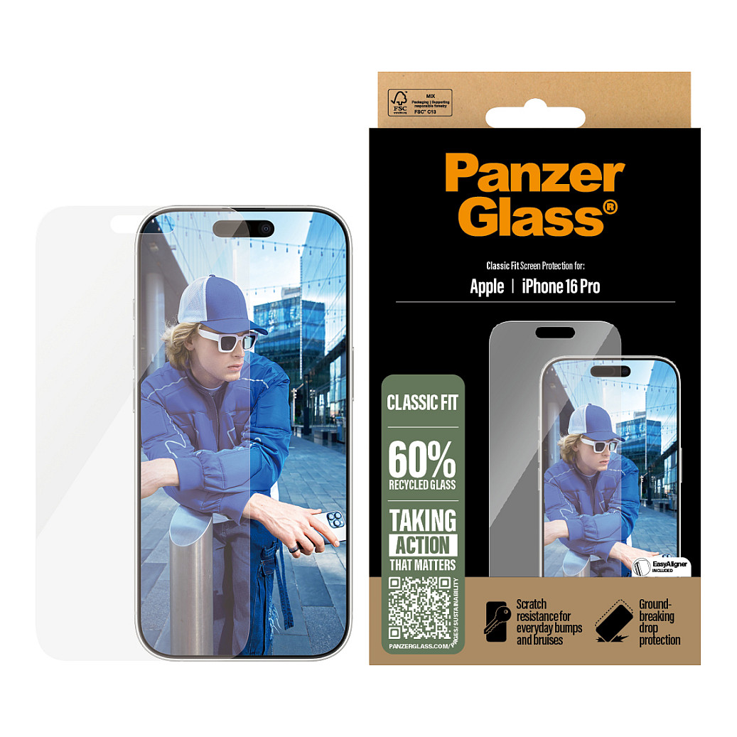 Mbrojtëse për ekran PanzerGlass / iPhone 16 Pro / Classic Fit - Transparente - 2