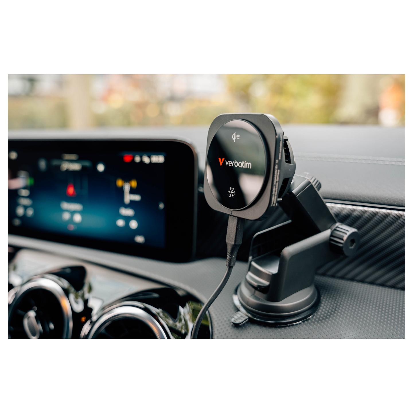Adapter Telefoni për Veturë Verbatim Charge 'n' Drive / Qi2 / 15 W / Magnetik / Montim në Ventilim, Bord ose Xham / 360° – Zezë - 4