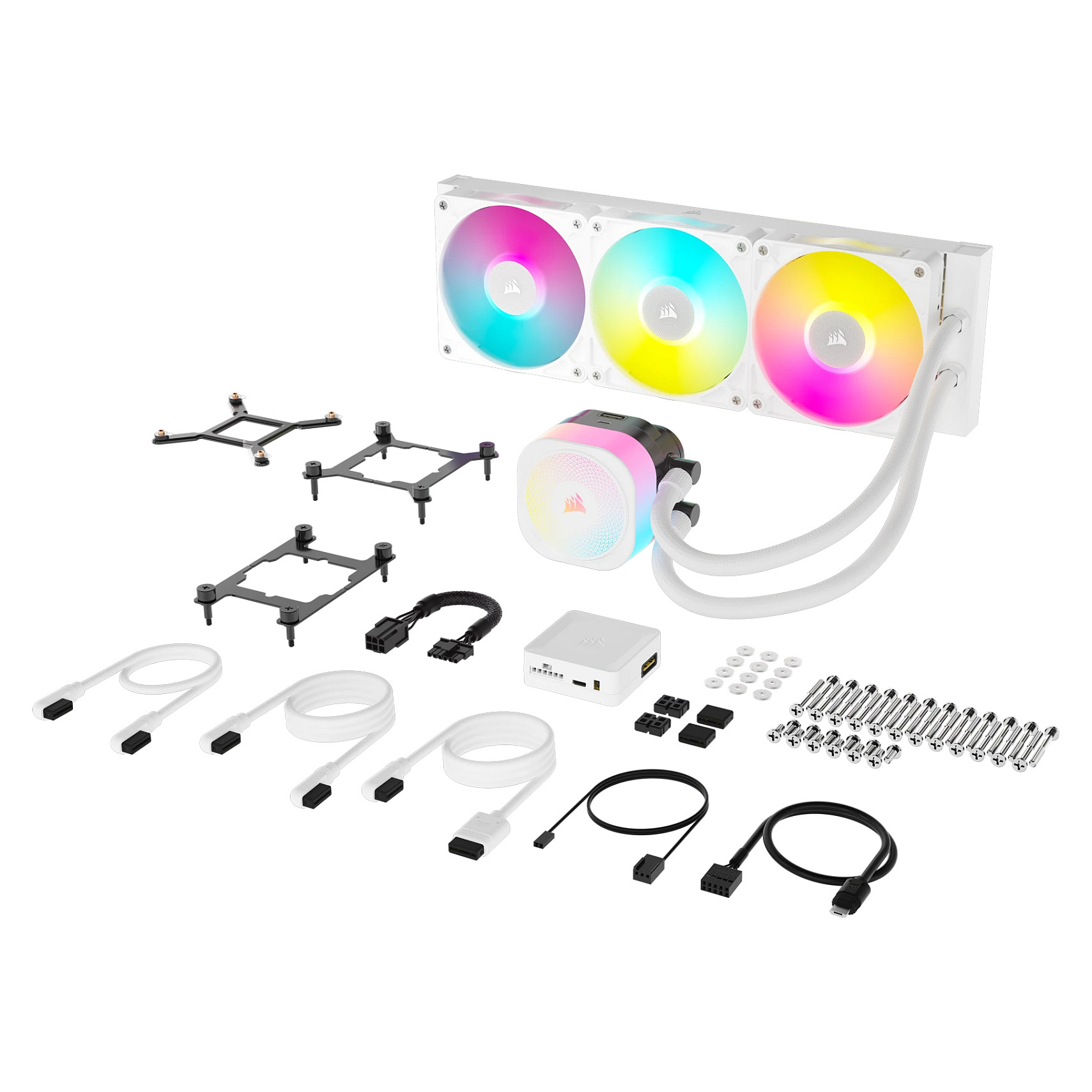 Ftohës për Procesor Corsair iCUE LINK TITAN 360 RX RGB / 360mm / 3x120mm / ARGB / PWM – Bardhë - 4