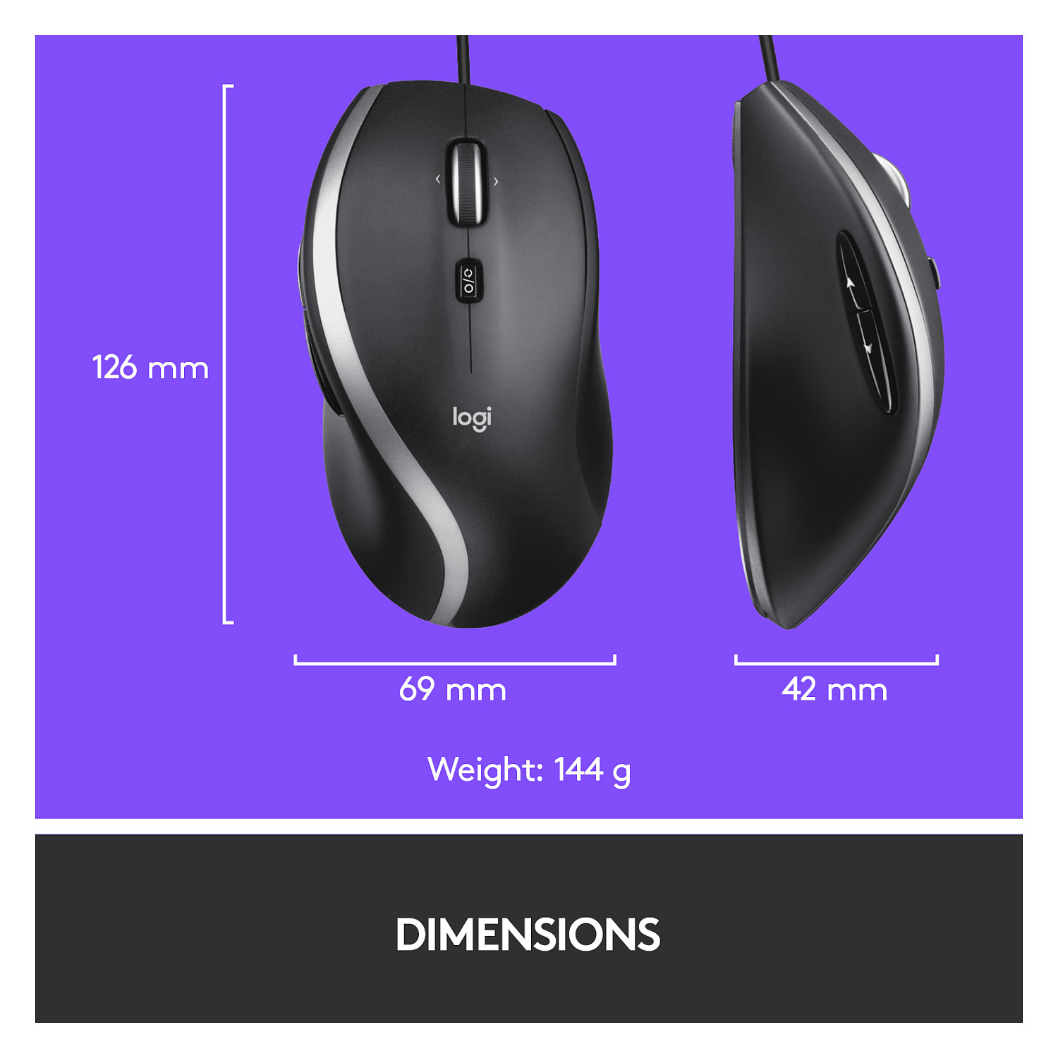 Maus me kabllo Logitech M500s / Optik / 4000 DPI / 7 Butona / Hyper-Fast Scroll - Zezë - 11