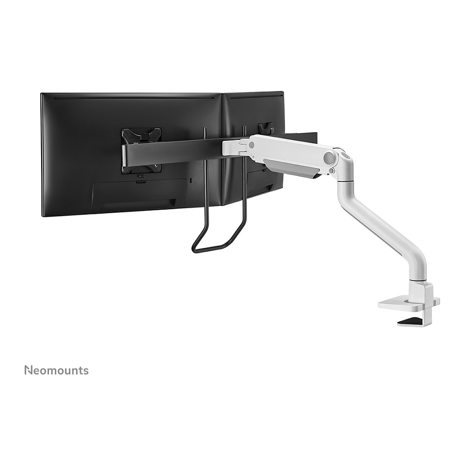 Mbajtëse për Monitor Neomounts / 2 Monitorë / 17"-32" / 8kg për Monitor / VESA 75x75-100x100 / Full Motion / Gas Spring / Tavolinë - Bardhë - 11