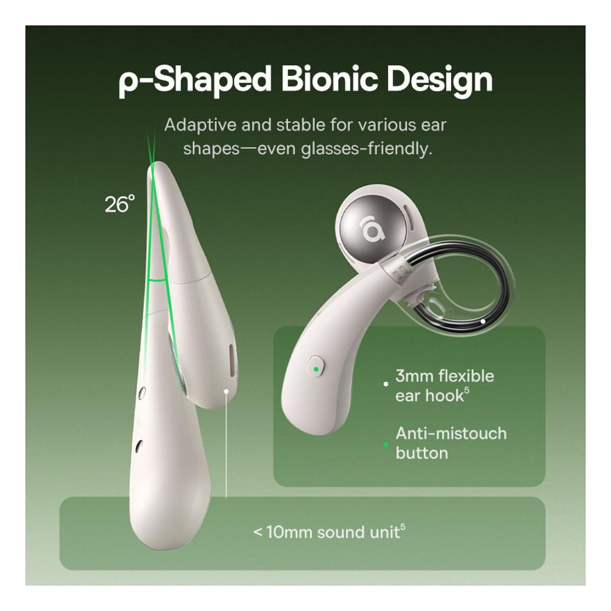 Kufje pa kabllo Baseus Eli Sport 2 / Open-Ear / TWS / Bluetooth 6.0 / 17 mm / IP57 - Bardhë - 3