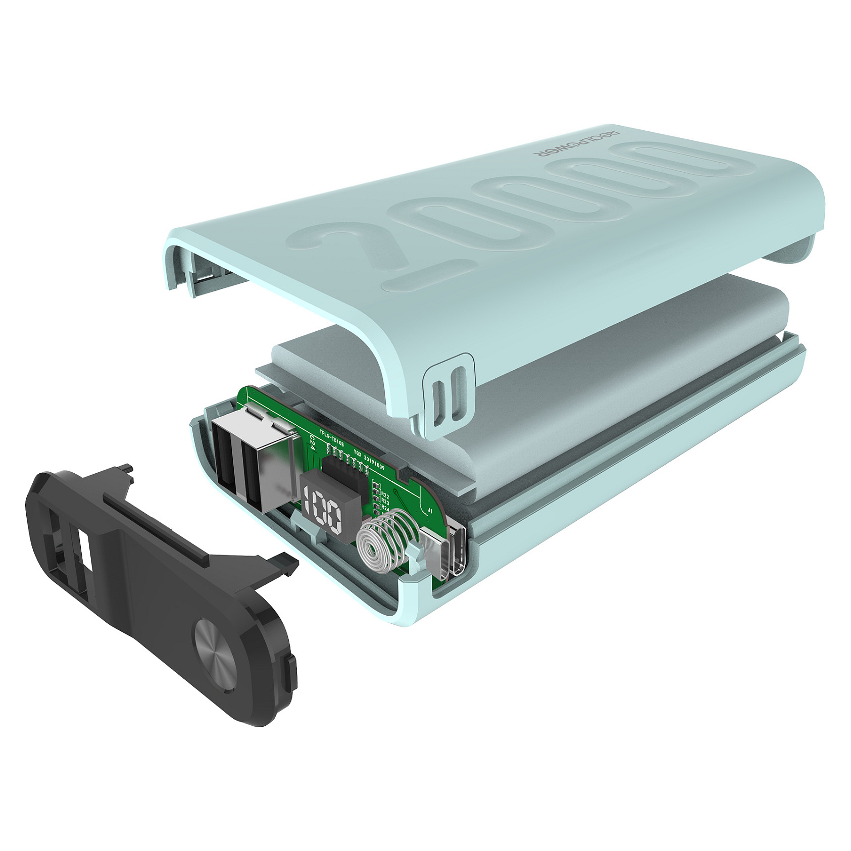 Powerbank RealPower PB-20000PD+ Nutopia / 20000mAh / USB-C + 2x USB-A / 22.5W / Power Delivery - Gjelbër - 4