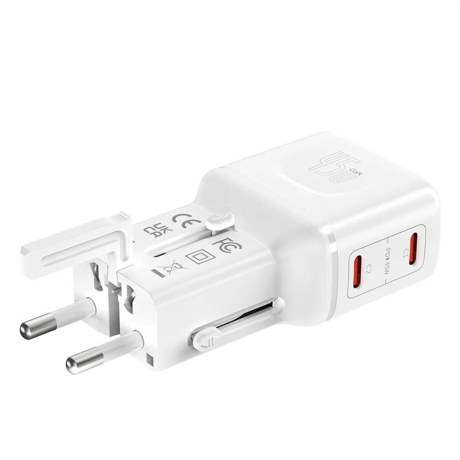 Adapter Udhëtimi VALUE 19.99.1114 / 45W / 2x USB-C / PD / EU/UK/US - Bardhë - 4