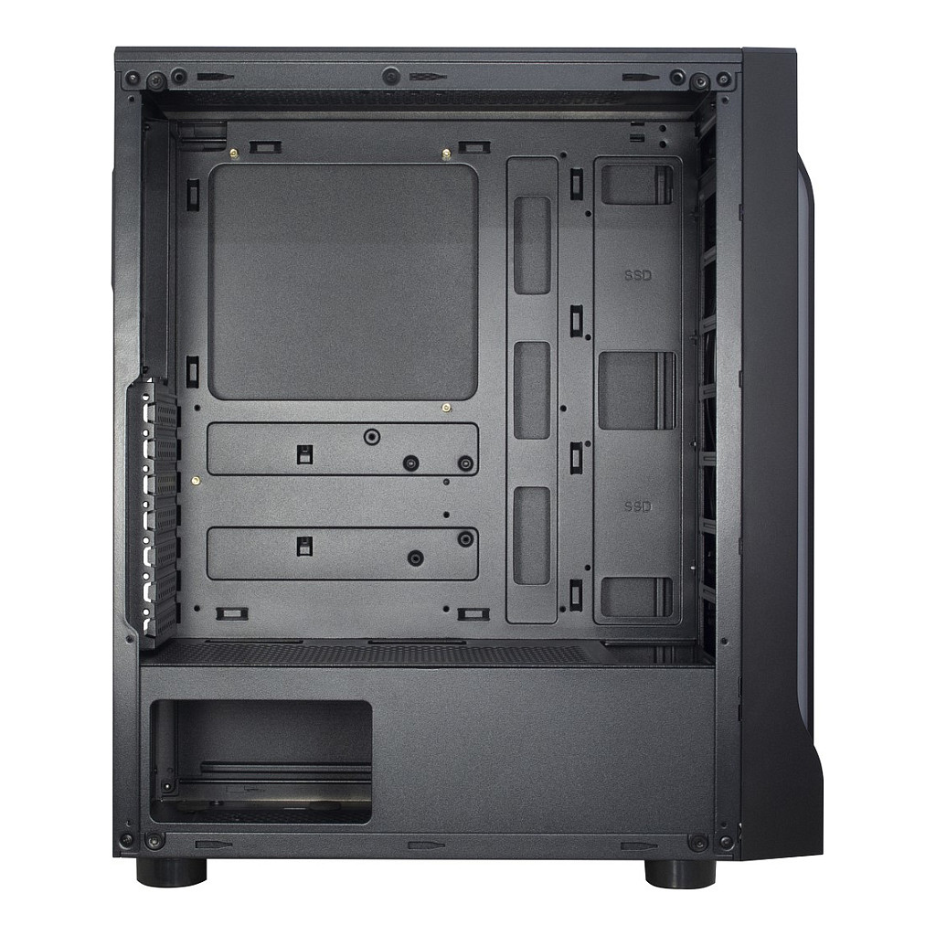 Kasë PC Inter-Tech A-3411 Creek / Midi Tower / ATX / 3x 120mm ose 2x 140mm Fan Support / 1x 3.5" + 3x 2.5" Bay / Tempered Glass / RGB - Zezë - 7