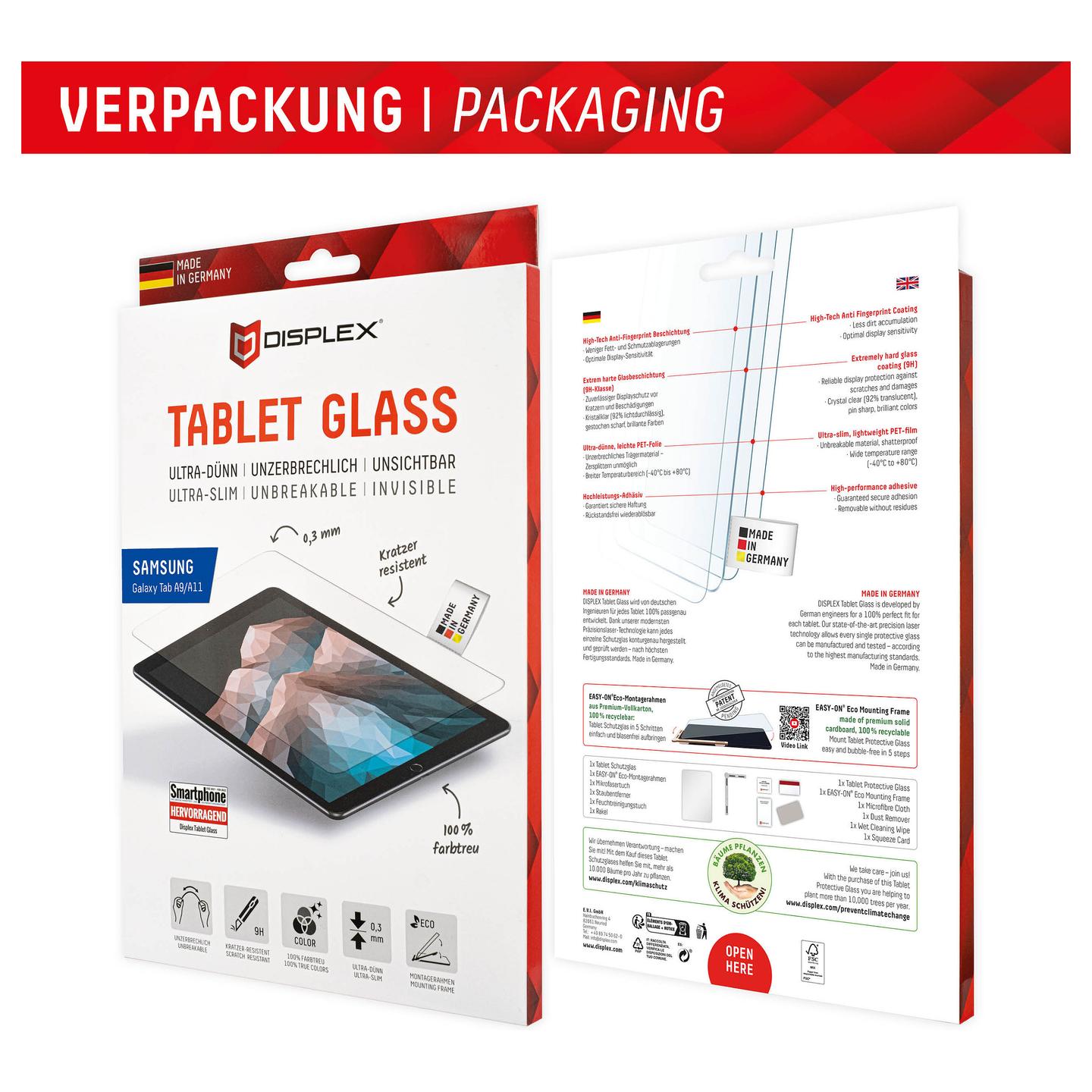 Mbrojtës të Ekranit DISPLEX 01937, Samsung Galaxy Tab A9/A11, 9H - Transparent - 7