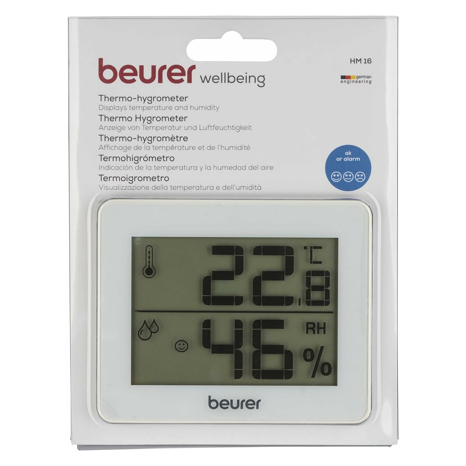 Termo-higrometër Beurer HM 16 / Temperaturë & Lagështi / Max-Min / °C-°F / Ekran LED – Bardhë - 2