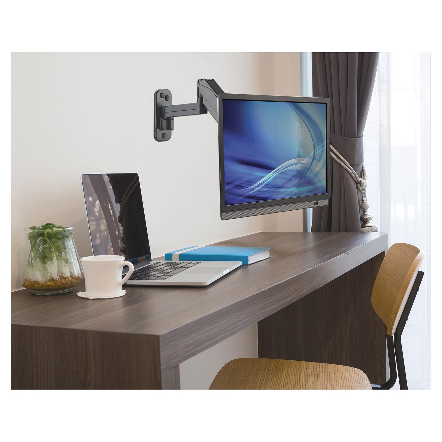 Mbajtëse Muri për Monitor Manhattan 461610 / 1 Monitor / 17"-32" / 8kg / Gas Spring / Tilt ±35° / Swivel ±90° - Zezë - 7