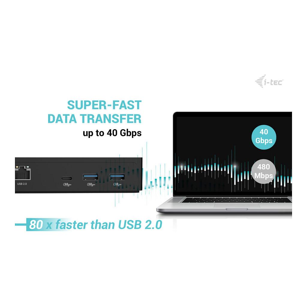 Docking Station i-tec TB4INTGDUAL4KDOCPD / 4x USB-A / 1x USB-C / 2x DisplayPort / Thunderbolt 4 / Gigabit Ethernet / 90W PD – Zezë - 13