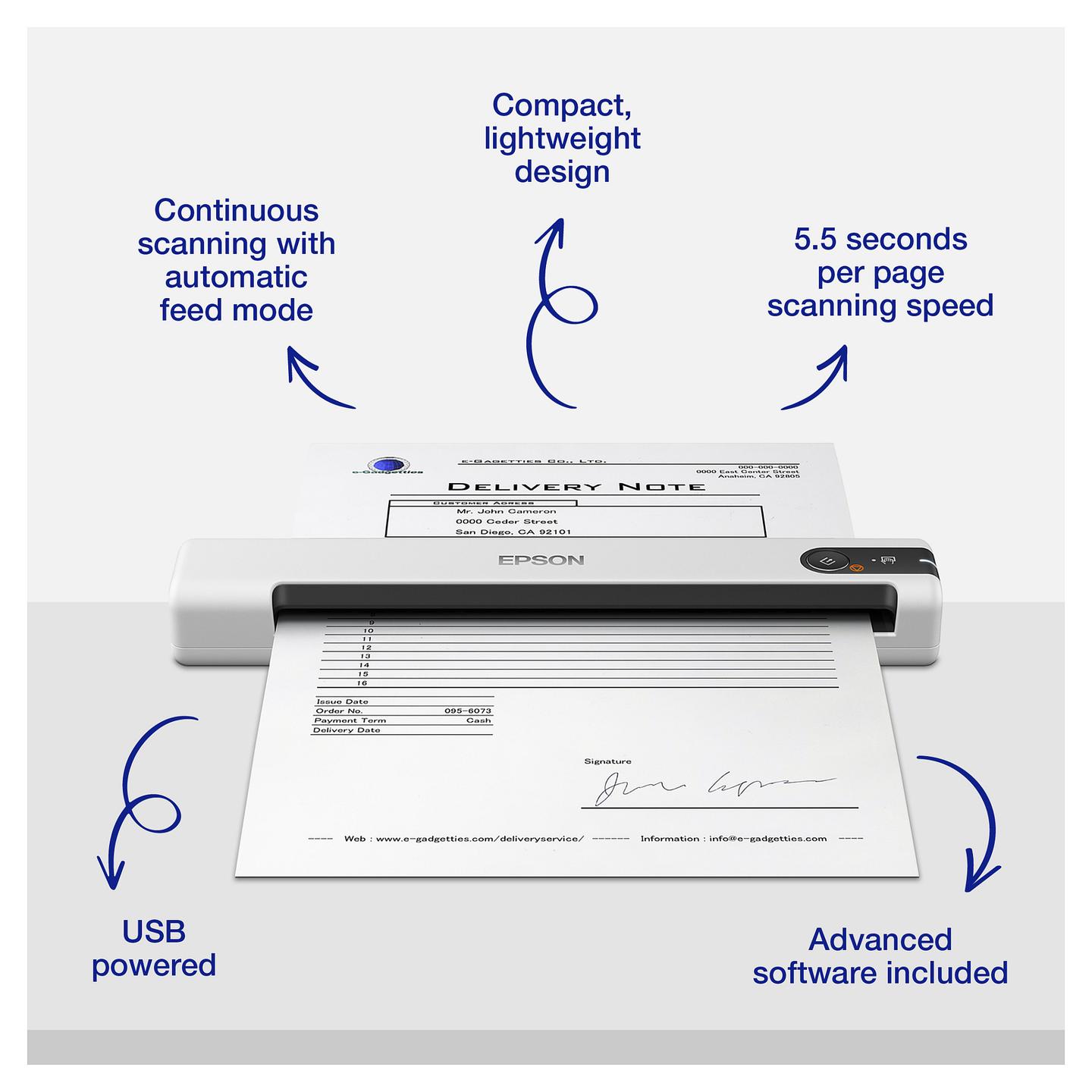 Skaner Dore Epson WorkForce DS-70 / A4 / CIS / 600 × 600 DPI / 5.5 sek./faqe / USB 2.0 / 270 g - Bardhë/Zezë - 8