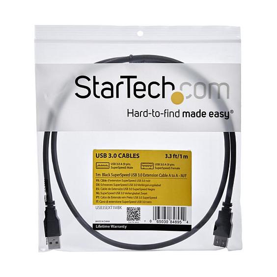 Kabllo USB StarTech.com USB3SEXT1MBK, USB 3.0, USB-A Mashkull në USB-A Femër, 5Gbps, 1m - Zezë - 5