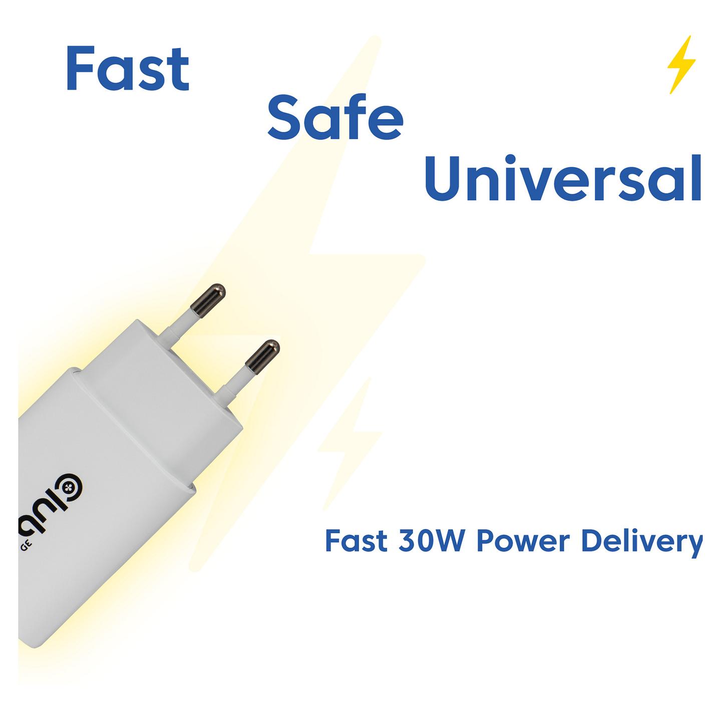 Karikues Club 3D CAC-3020 / 30W / 1x USB-C / PD 3.0 / 2-Pack - Bardhë - 3