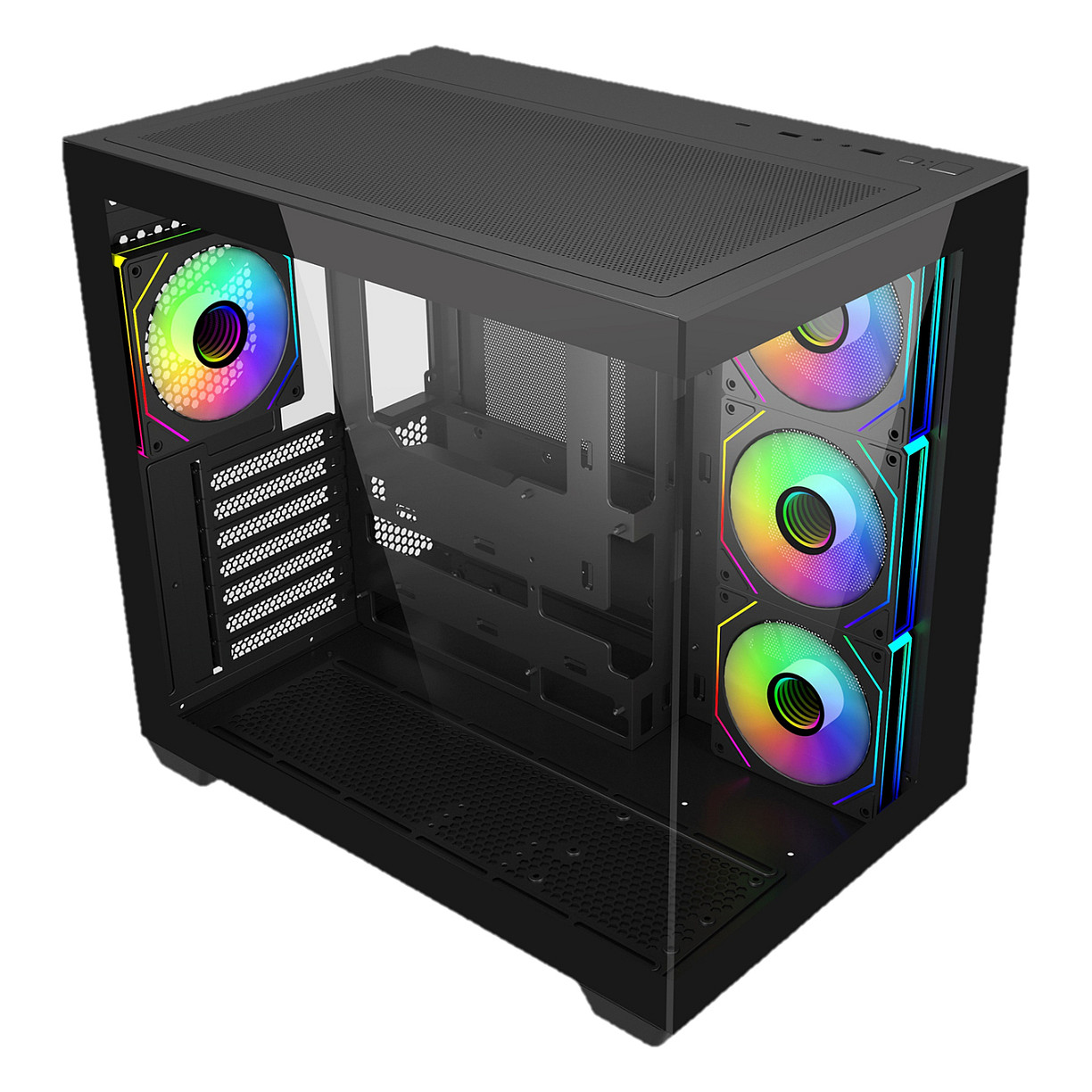 Kasë PC Cooler Master Elite 681 / Midi Tower / ATX / 3x 120mm + 1x 120mm ARGB Fan / Tempered Glass - Zezë - 2