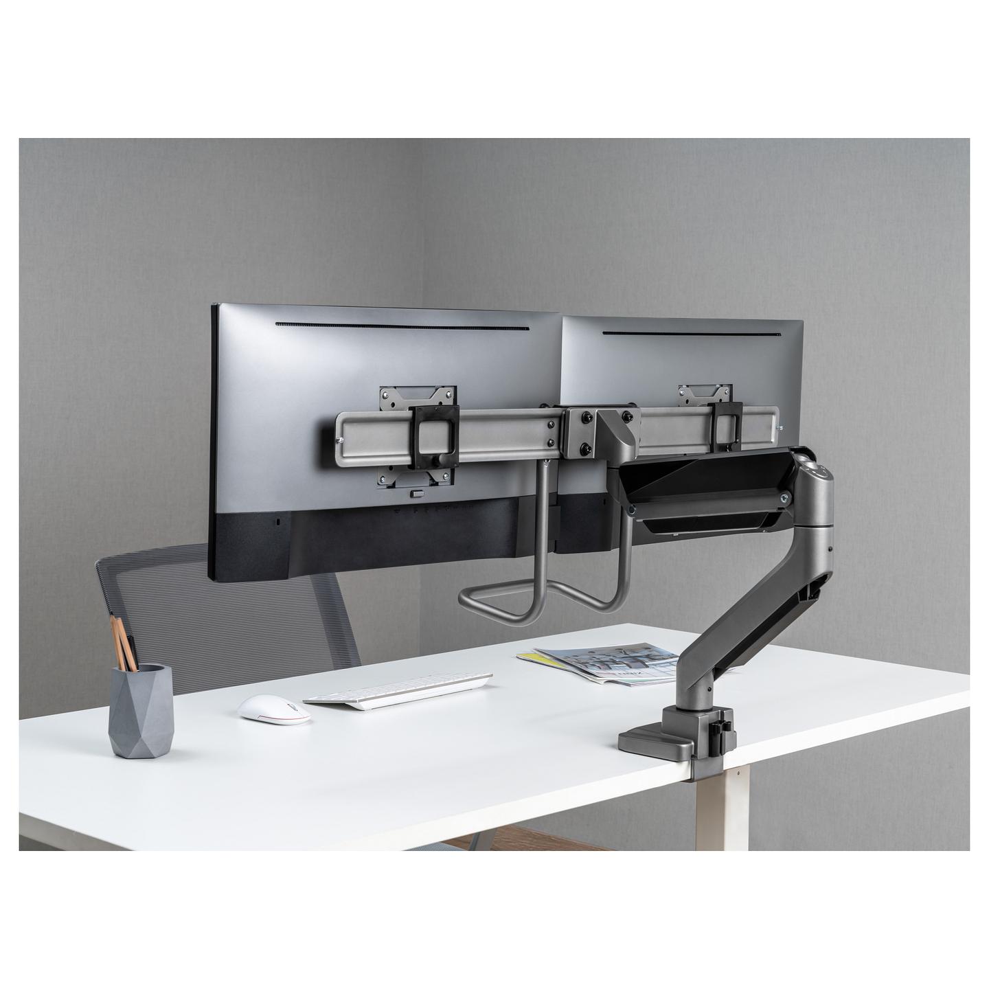 Mbajtëse për Monitor Equip 650161 / 2 Monitorë / 17"-32" / 18kg / Gas Spring / Clamp-Grommet / Tilt ±10° / Swivel ±10° - Zezë - 9