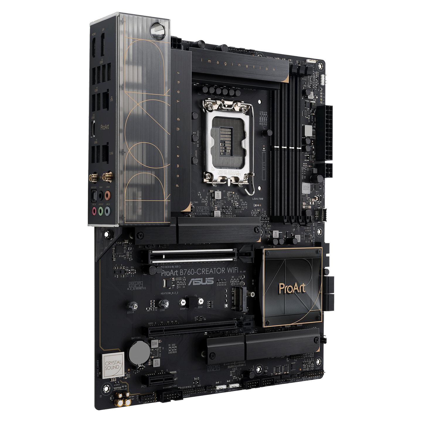 Pllakë Amë ASUS ProArt B760-Creator WiFi, LGA1700, B760, DDR5, ATX, 4× DIMM, 3× M.2, Wi-Fi 6, Dual LAN 2.5GbE + Gigabit Ethernet - 5