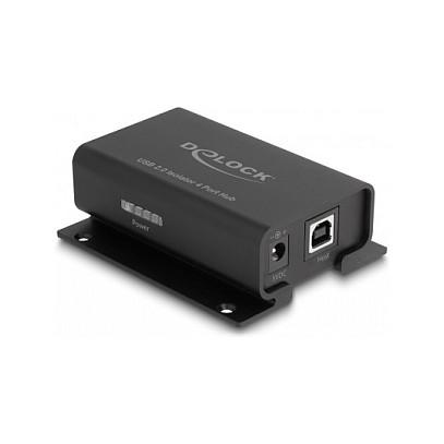 Hub USB DeLOCK 64226 / USB 2.0 / 4x USB-A / Izolim 5 kV / 480 Mbit/s / USB-B / Montim DIN Rail - Zezë