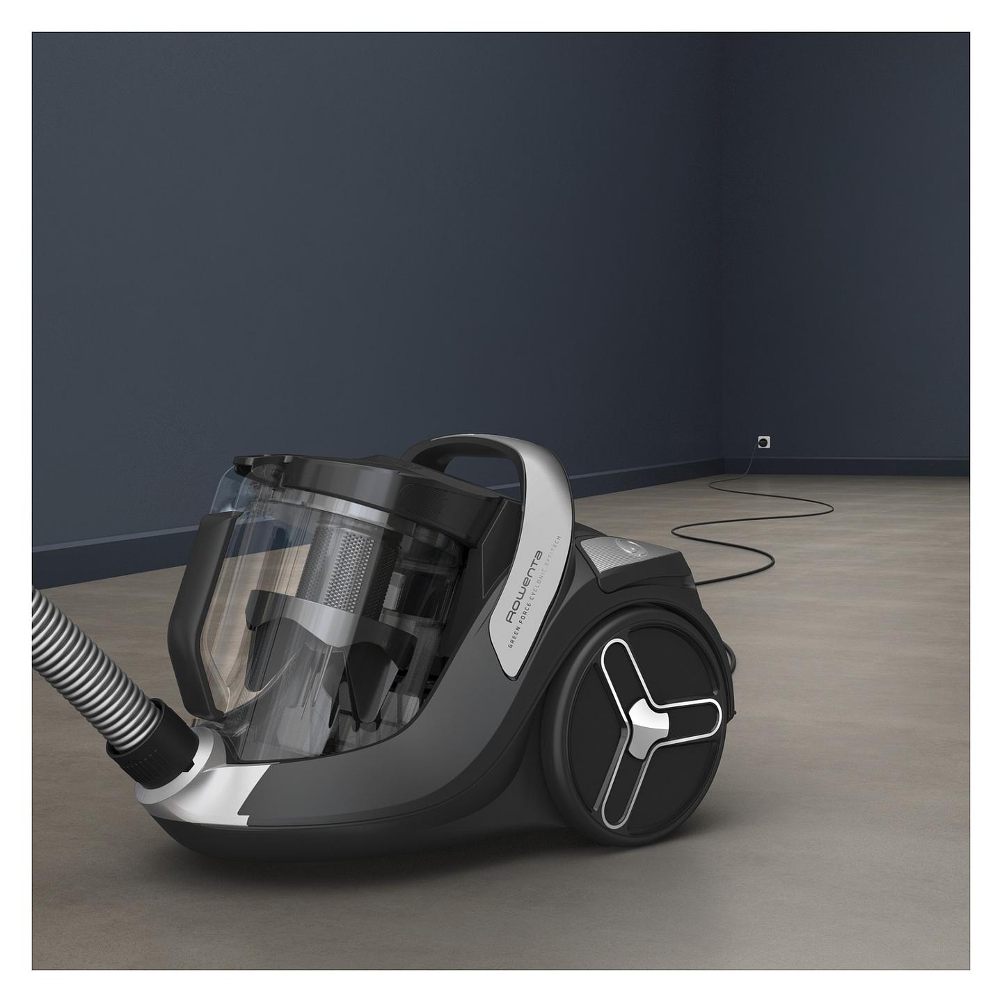 Fshesë me vakum Rowenta Green Force Cyclonic Effitech+ RO7C66 / 500W / 2.5L / Bagless / Cyclonic / HEPA / 66dB / 9m – Zezë/Argjend - 5