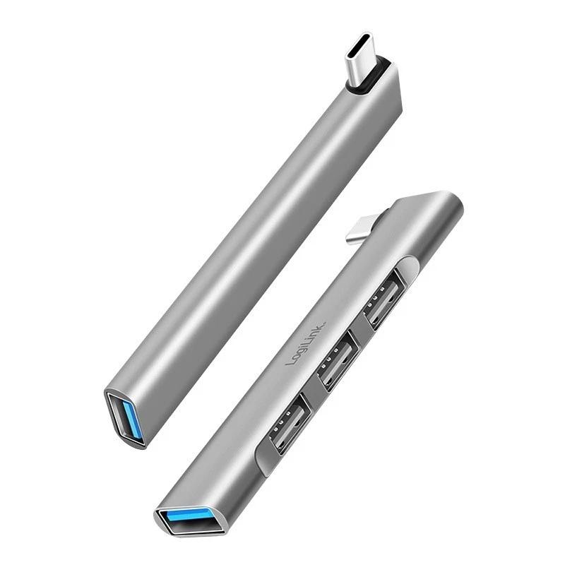 Hub USB-C LogiLink UA0437, 1x USB-A 3.0, 3x USB-A 2.0, 5Gbps, alumin - Argjend - 2