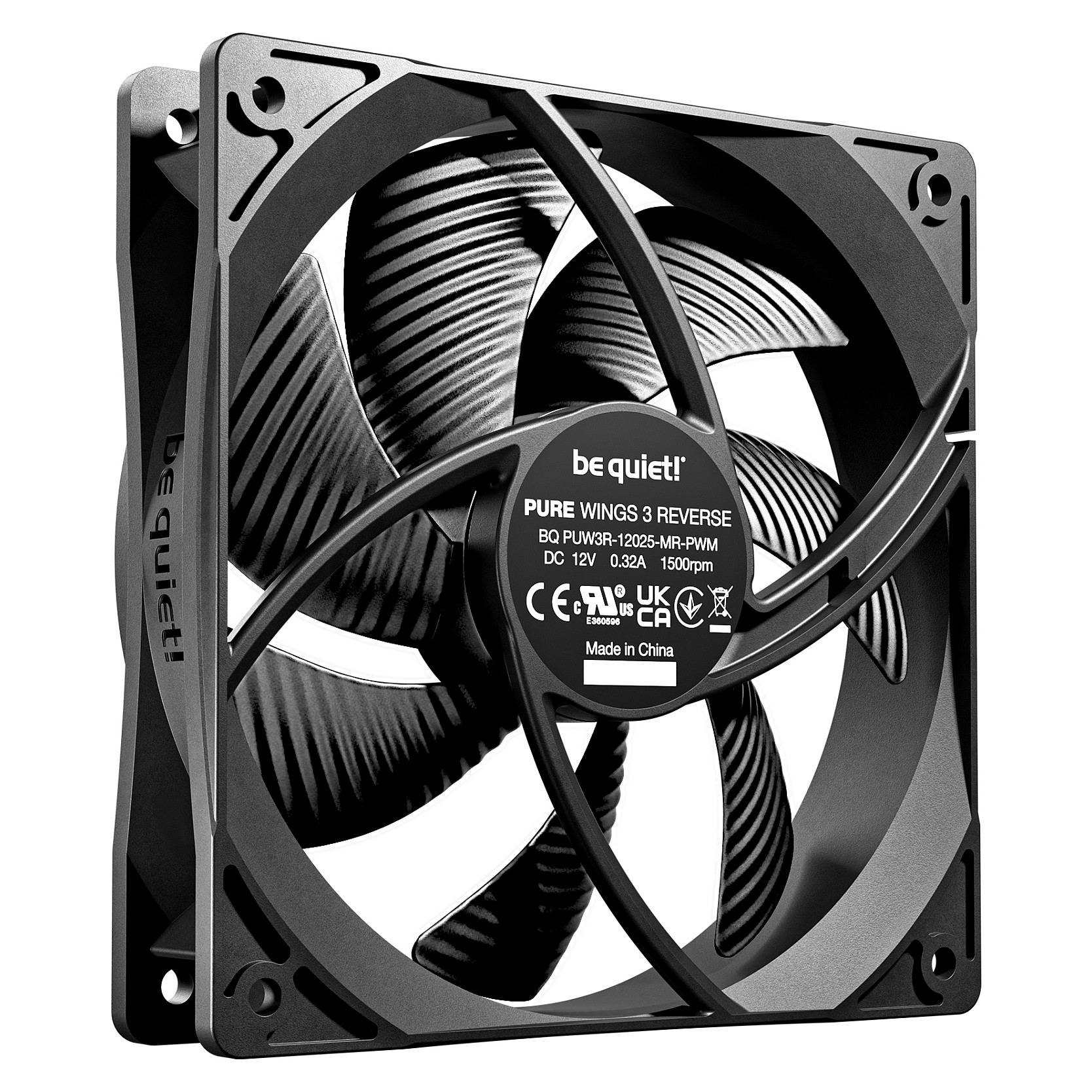 Ftohës për Kasë be quiet! Pure Wings 3 Reverse / 120mm / 1500 RPM / PWM / 3-Pack – Zezë - 2