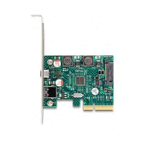 Kartë Zgjerimi PCI Express Delock 90107 / PCIe 3.0 x4 / 1x USB Type-C 10Gbps + 1x USB Type-A 10Gbps / Asmedia ASM3142 / Low Profile - 2