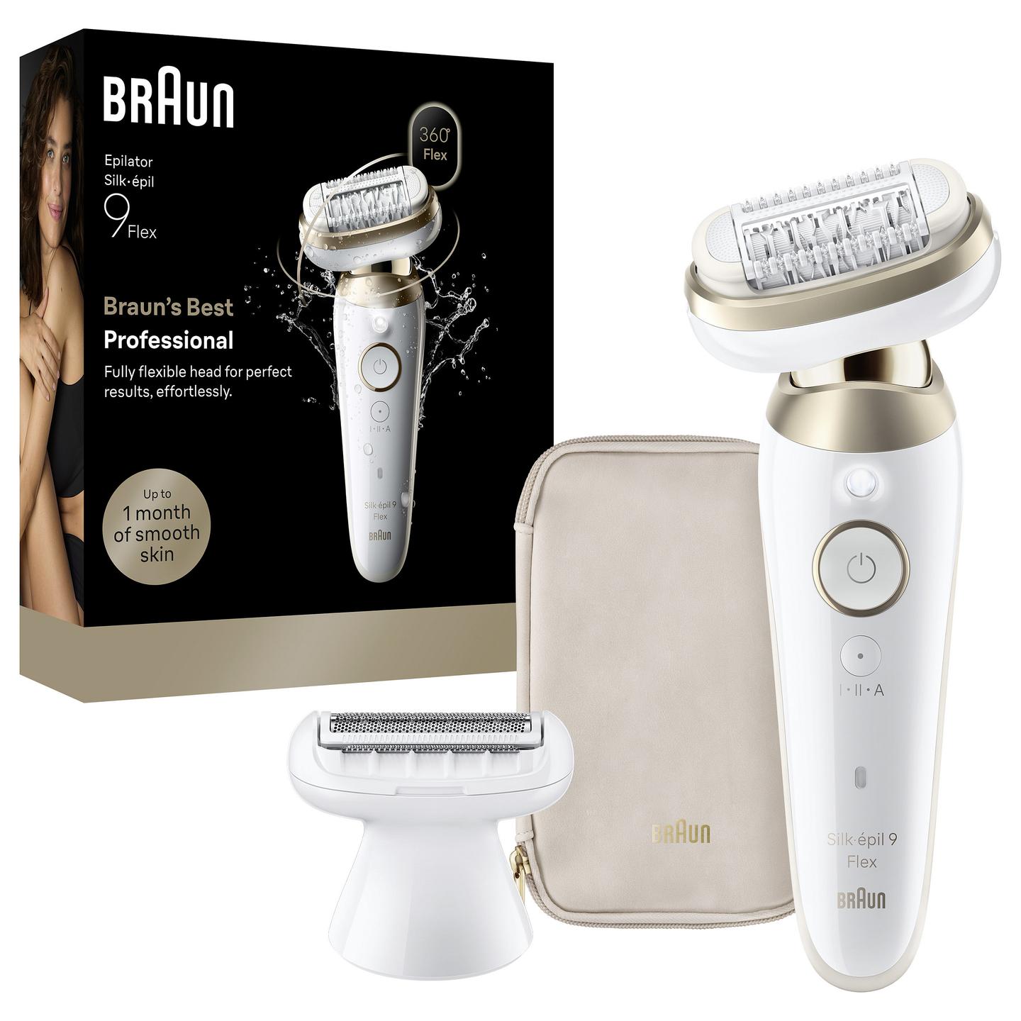 Makinë Depilimi Braun Silk·épil 9 Flex 9-030 3D, 40 Pinca, Wet & Dry, 2 Shpejtësi, 50 Min - Bardhë, Ari - 2