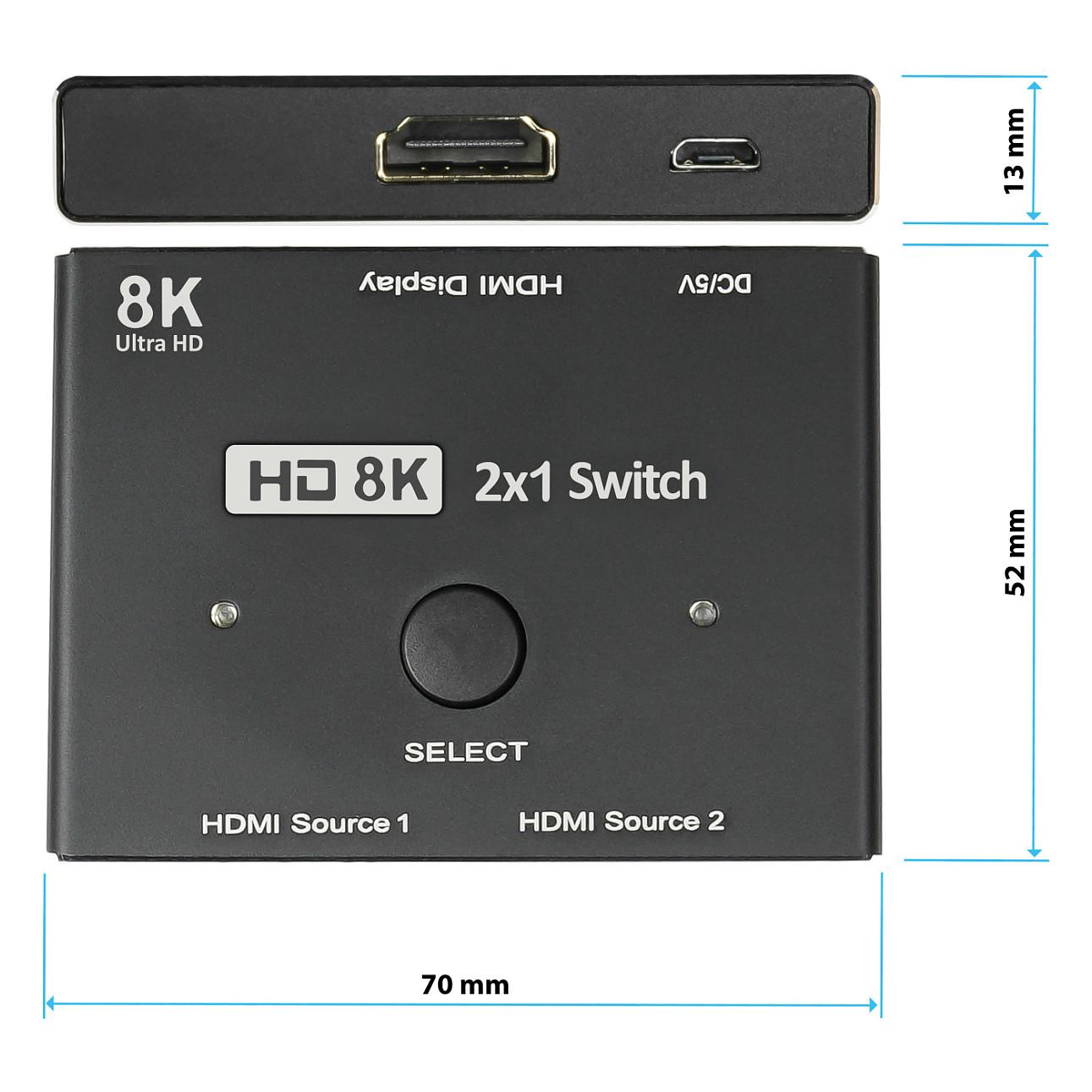 Switch HDMI Good Connections GC-M0261, 2 hyrje HDMI në 1 dalje, HDMI 2.1, 8K - Zezë - 5