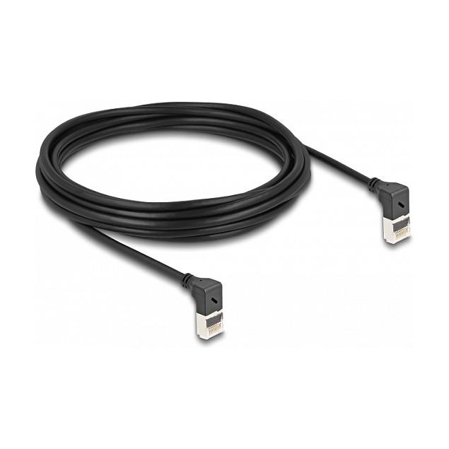 Kabllo për Rrjet DeLOCK 80284, RJ45 në RJ45 të kënduar 90° lart, Cat.6A S/FTP Slim, 5 m - Zezë