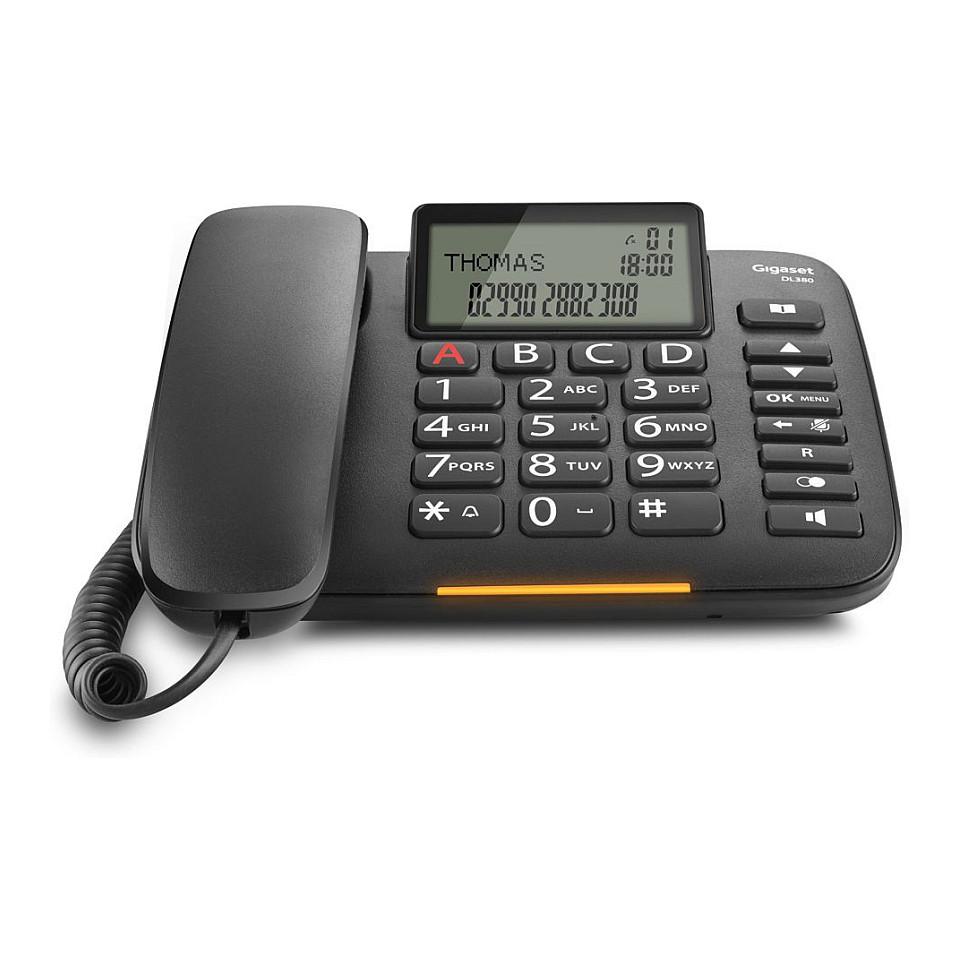 Telefon i Thjeshtë Gigaset DL380, analog, me kabllo, ekran LCD monokrom - Zezë - 3