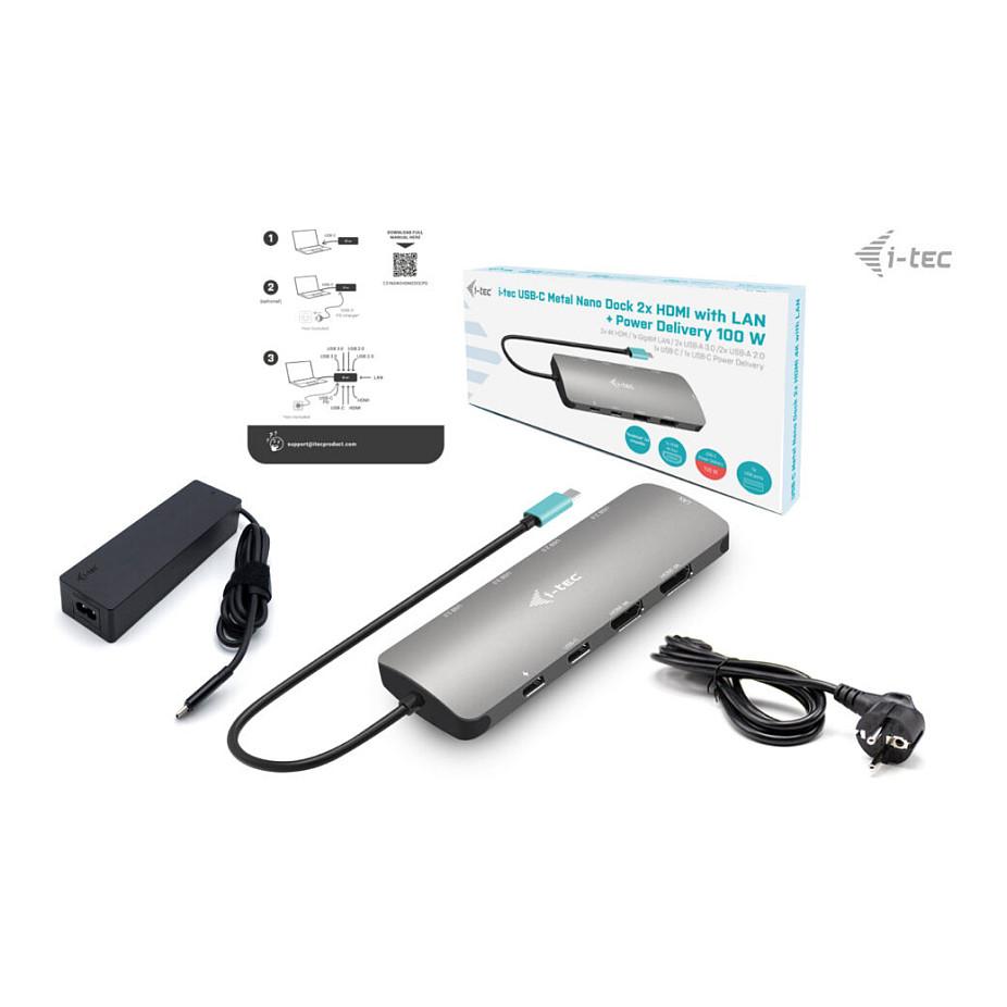 Docking Station i-tec C31NANOHDM2D100, USB-C, 2x HDMI, PD 100W, USB, Gigabit LAN - Hiri - 5