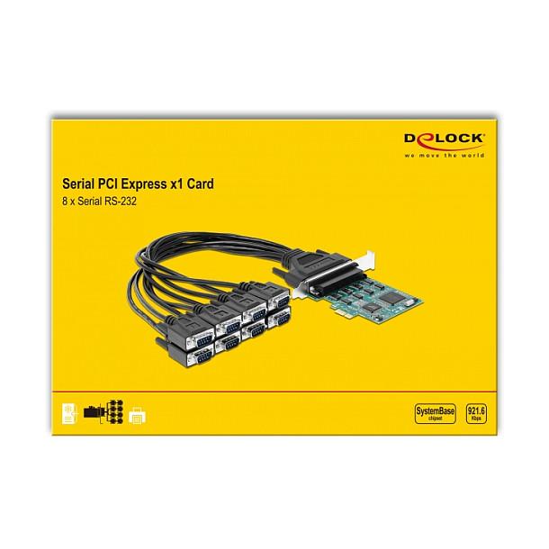 Kartë Zgjerimi PCI Express Delock 90411 / PCIe 1.1 x1 / 8x RS-232 DB9 / 921.6Kbps / SystemBase 16C1058PCI - 3