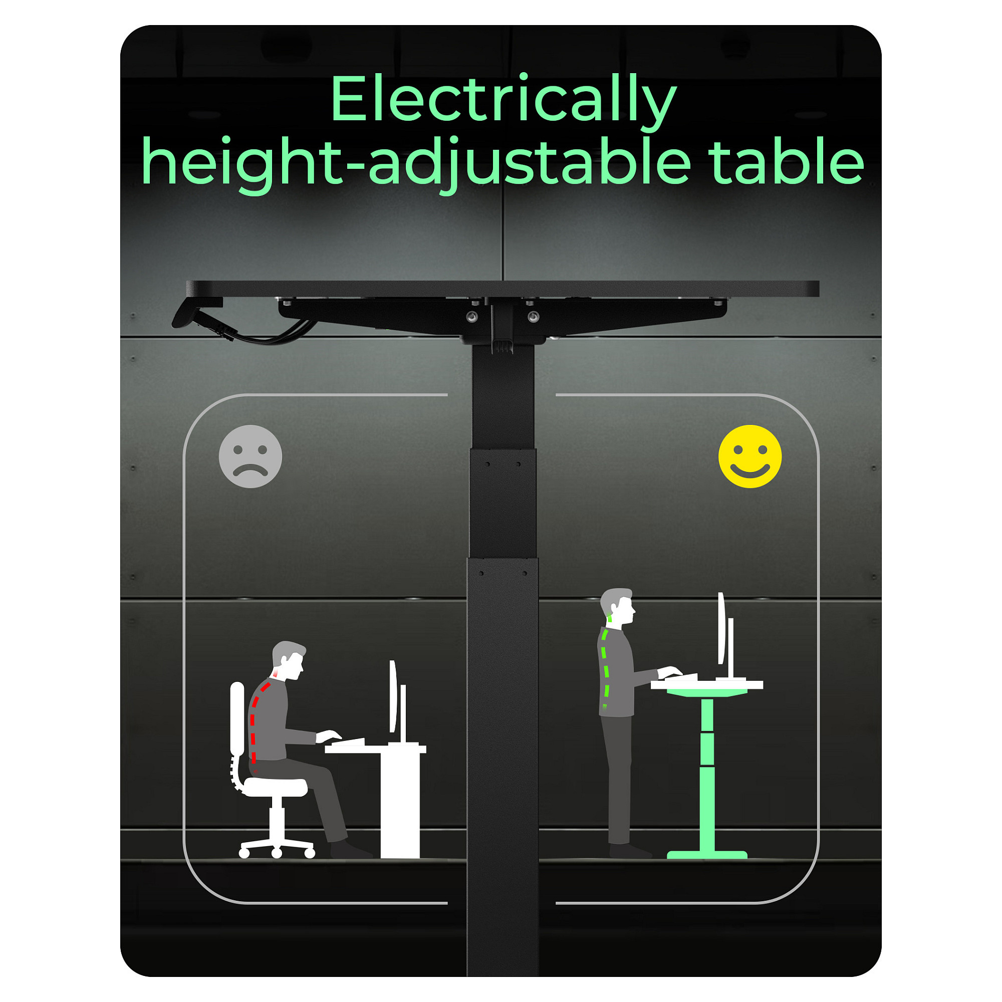 Tavolinë Pune ICY BOX IB-EW122B-TT / 140 x 70 x 75 cm / Elektrike / 100 kg - Zezë - 3