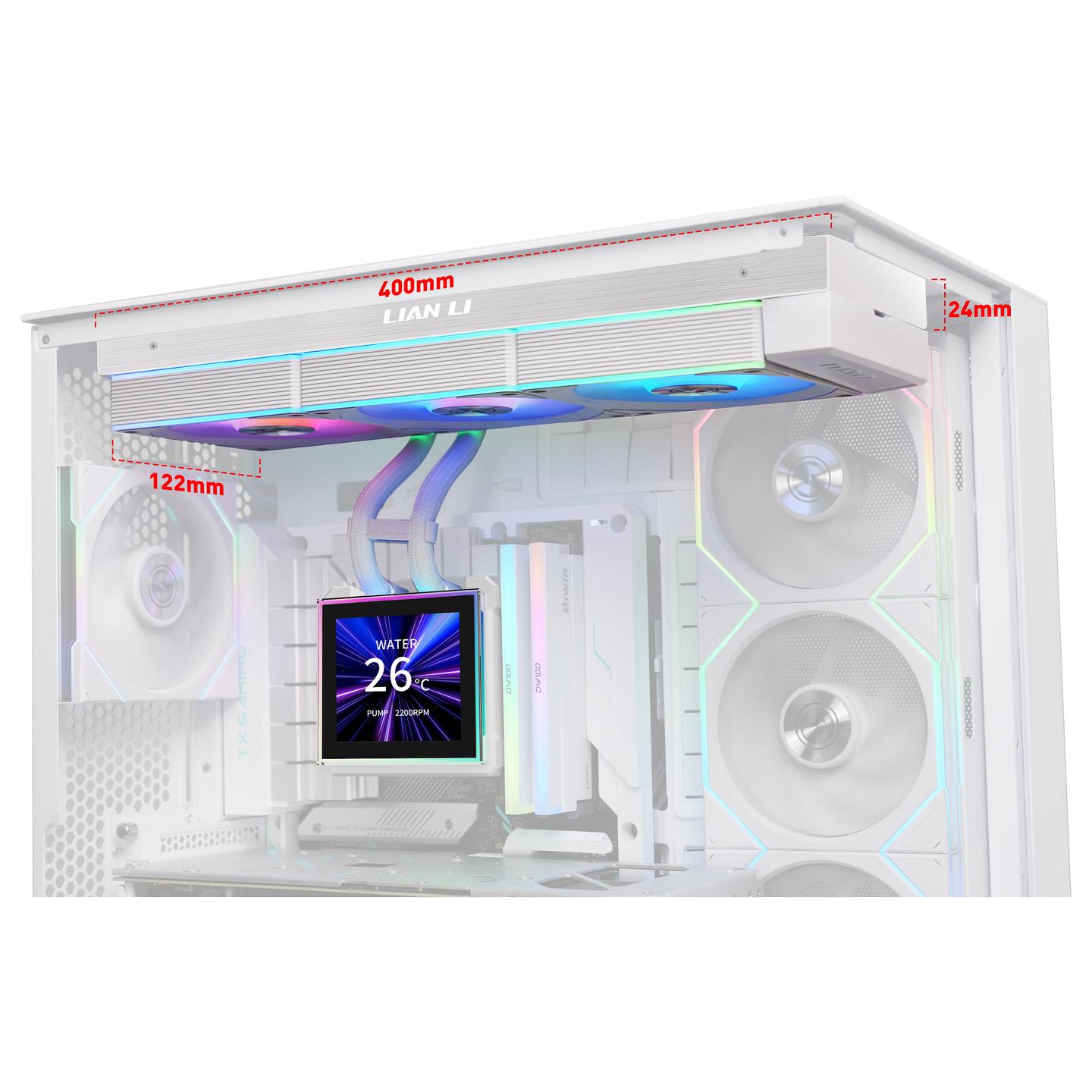 Ftohës për Procesor Lian Li HydroShift II LCD-S 360CL / AIO / 360mm / 3x120mm / 200-2100RPM / 72.7CFM / LCD - Bardhë - 5