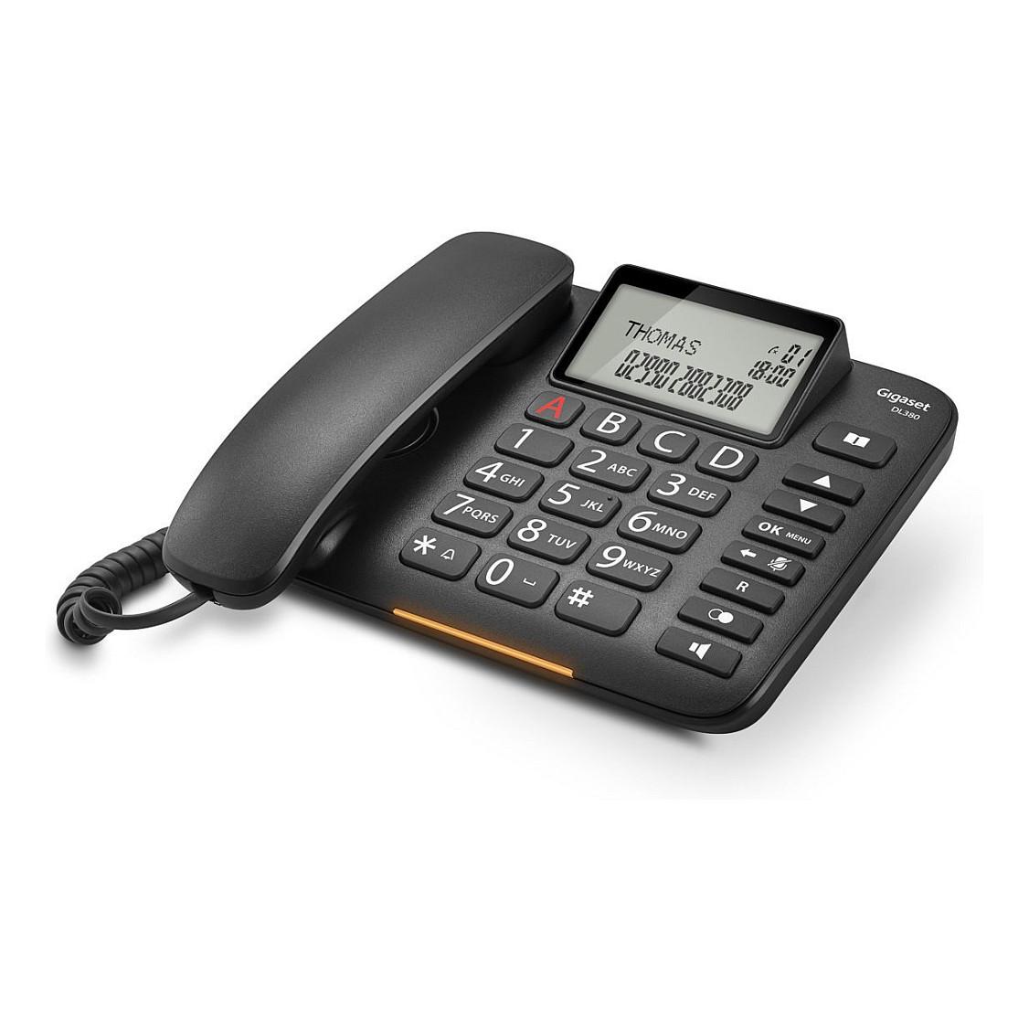 Telefon i Thjeshtë Gigaset DL380, analog, me kabllo, ekran LCD monokrom - Zezë - 5