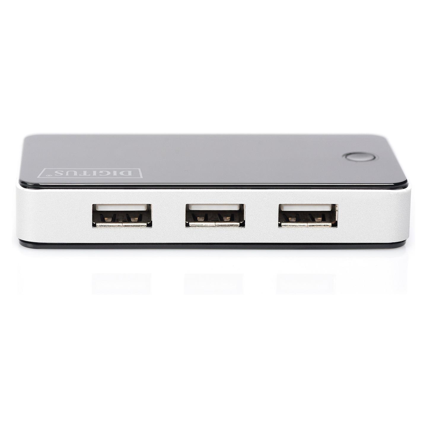 Splitter USB DIGITUS DA-70222 / 7x USB 2.0 / 480 Mbit/s / 5V/3.5A - Zezë/Argjend - 3