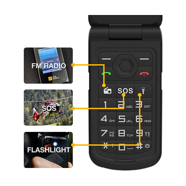 Telefon i thjeshtë AGM M10 4G / Dual SIM / 2.4" / IP68/IP69K / MIL-STD-810H / 1200mAh – Zezë - 4